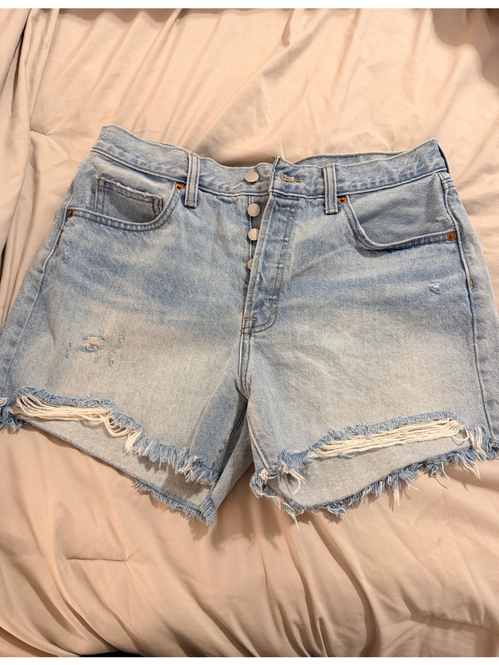 Universal Thread 90s Baggy Light Blue High-Rise Distressed Denim Shorts